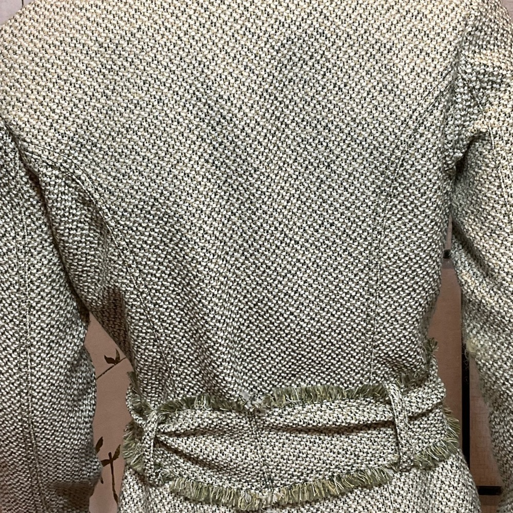 Tulle Avocado and Lime Green Tweed Coat with Fringe - Picture 4 of 11